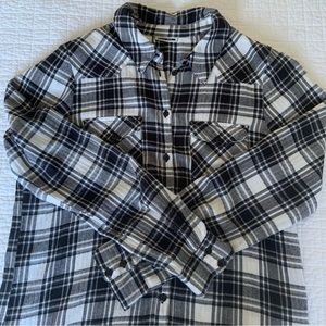 NOISY MAY BLACK & WHITE PLAID COTTON BUTTON UP SHIRT / SMALL
